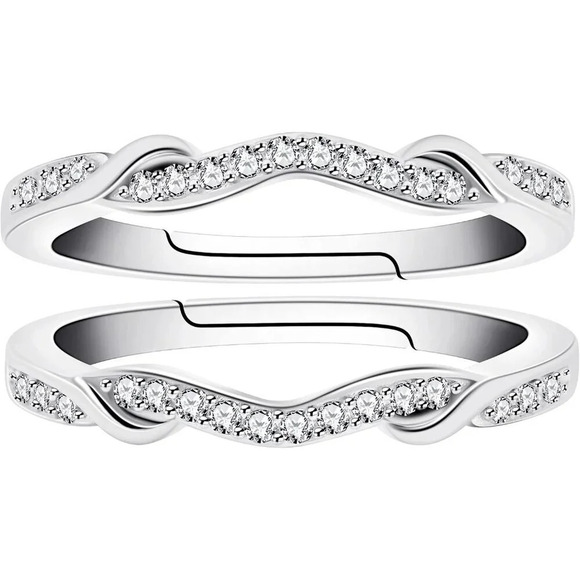 925 Sterling Silver Infinity Double  Wrap Ring Guard Enhancer Wedding - Picture 1 of 7